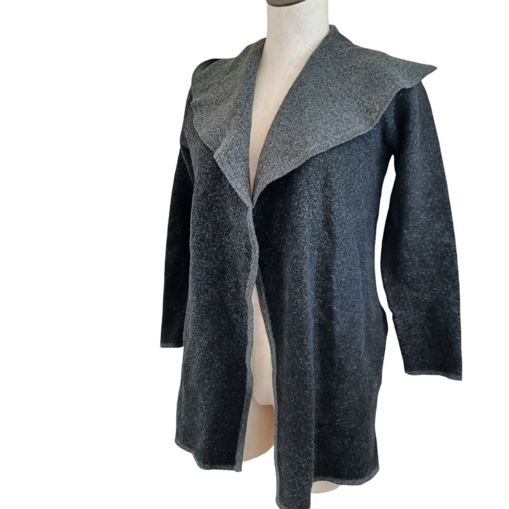 BNCI by Blanc Noir Wool Blend Coat Drape Open Front Hooded Sweater Jacket XLarge